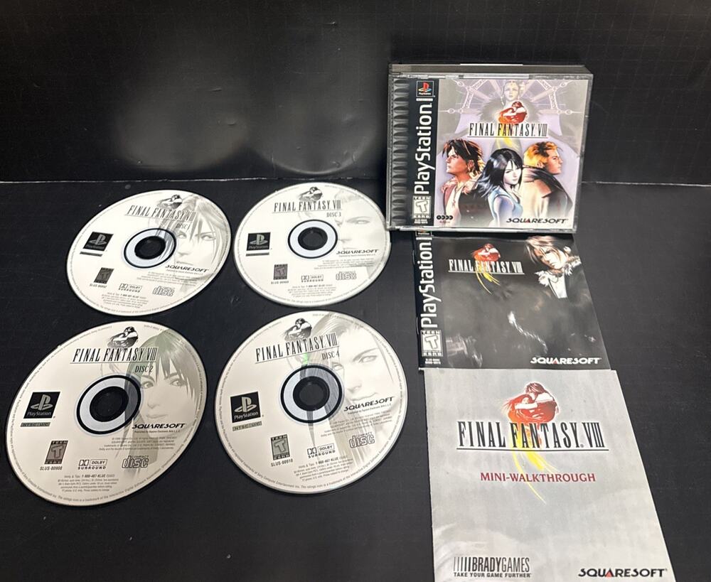 Final Fantasy VIII Game Sony PlayStation 1 PS1 8 FFVIII Black Label Tested